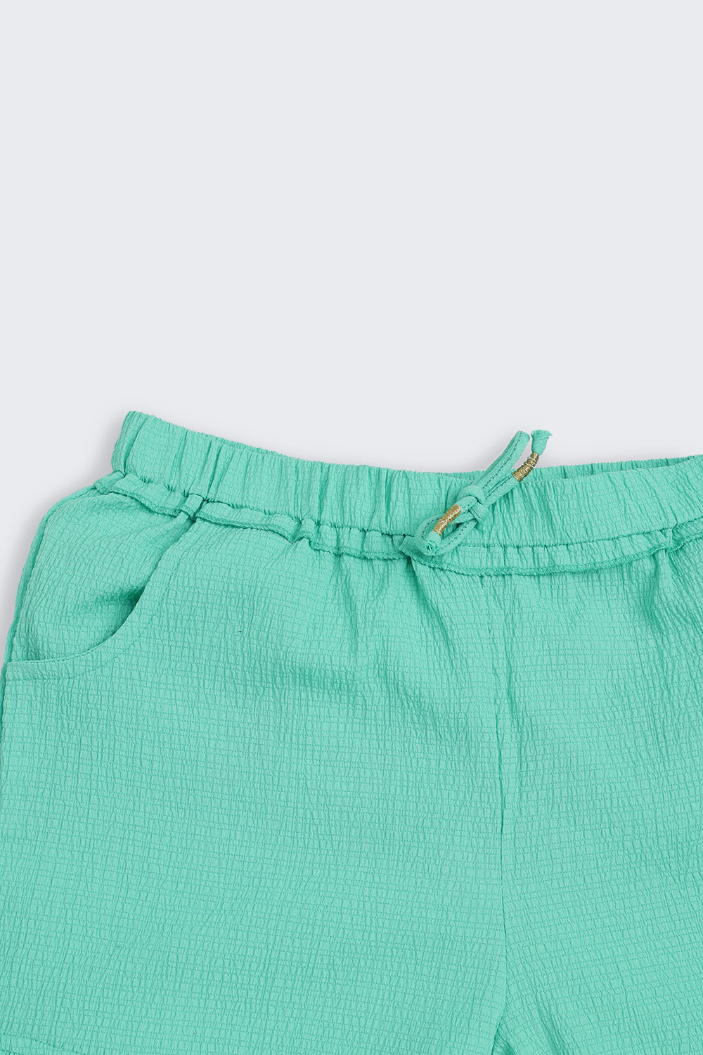 Green Solid Regular Fit Shorts for Girls - Image 4