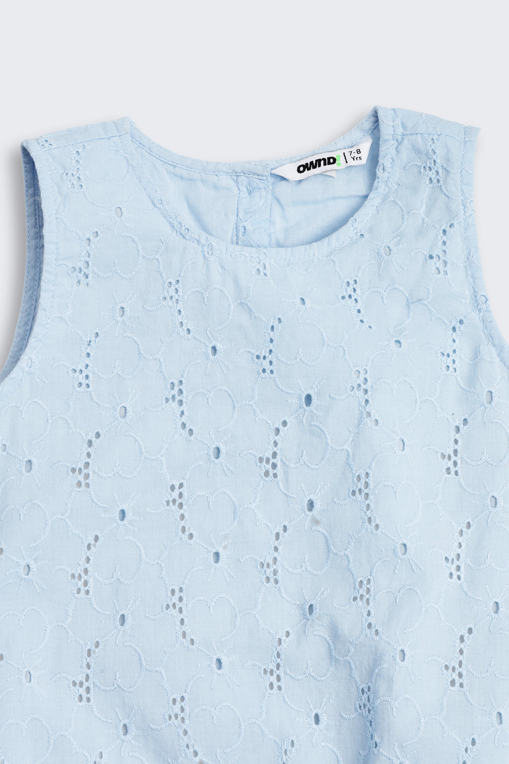 Light Blue Embroidered Regular Fit Dress for Girls - Image 4