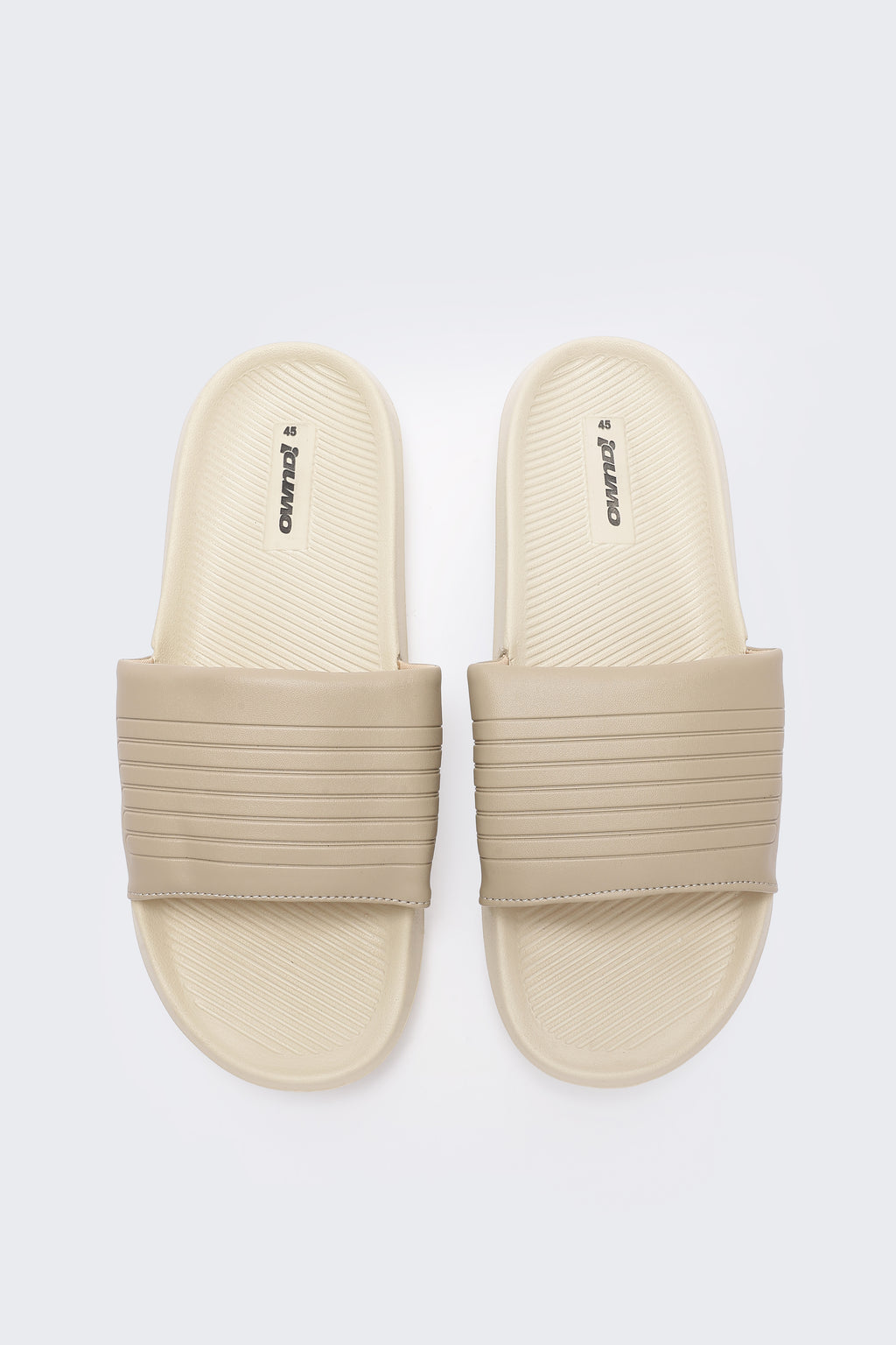 Beige Solid Pool Slides for Men - Image 4