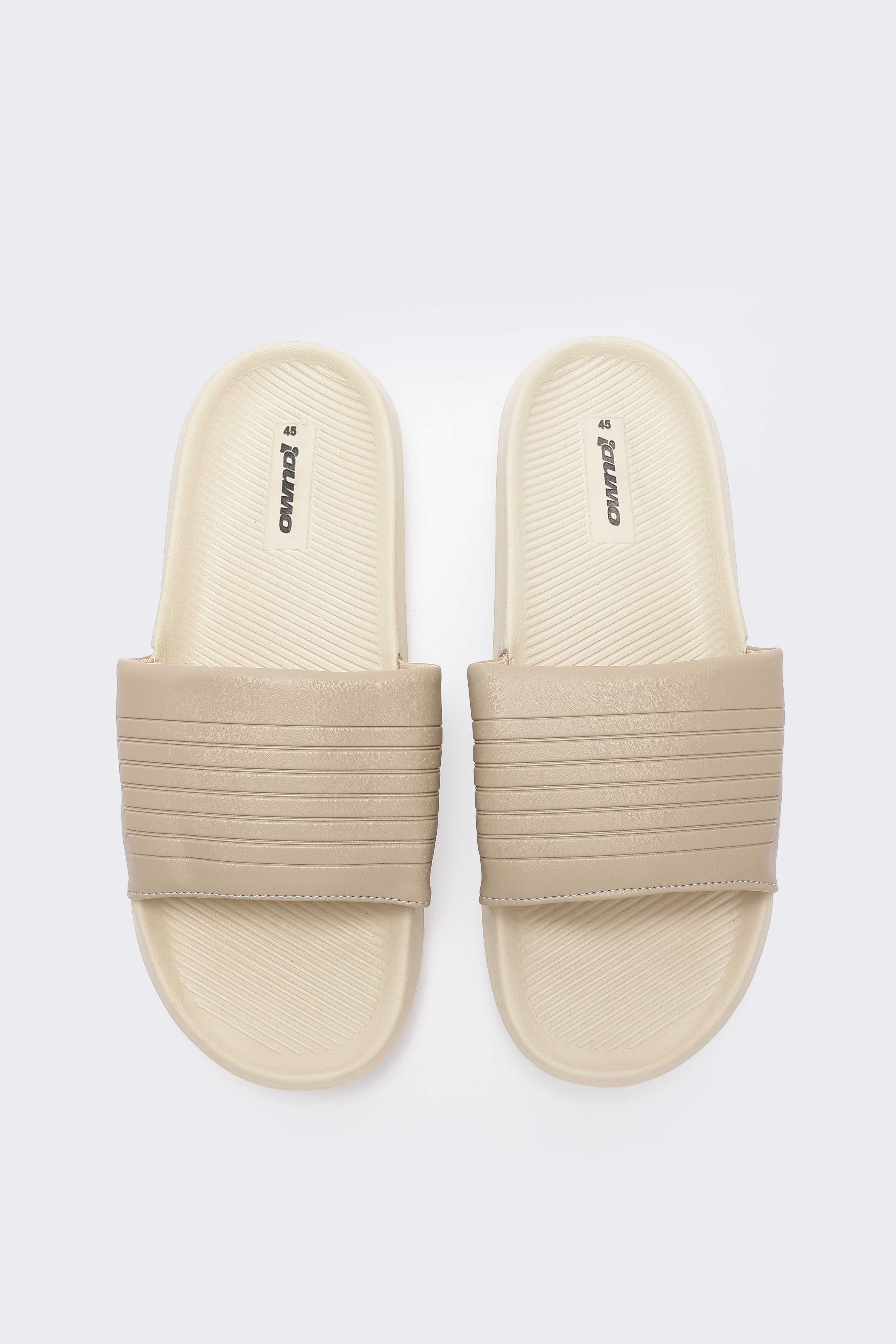 Beige Solid Pool Slides for Men - Image 4