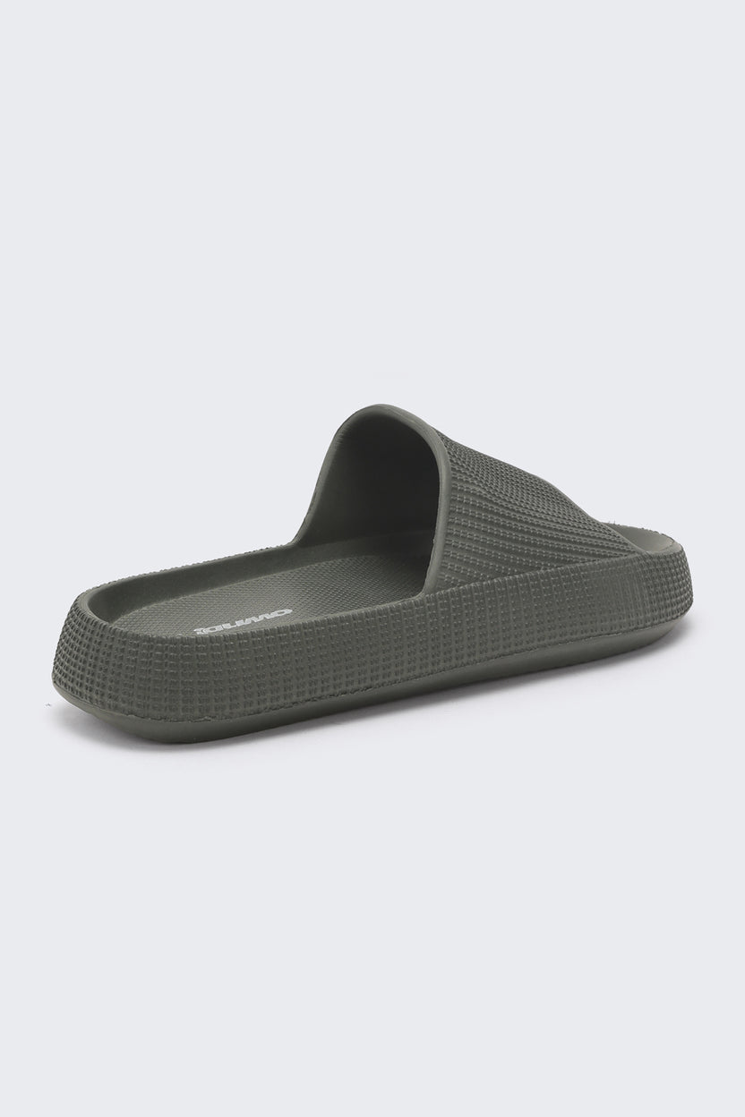 Olive Solid Pool Slides for Men - Image 3