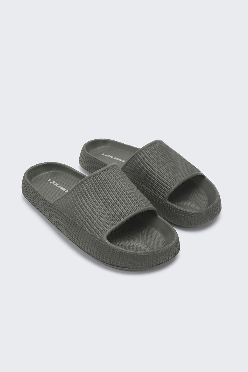 Olive Solid Pool Slides for Men - Image 5