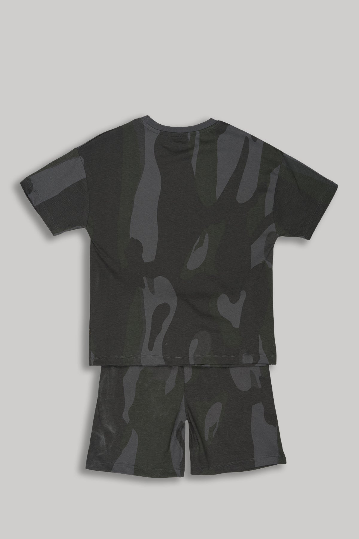 Charcoal Typographic Printed Regular Fit Co-ord Set for Tweens Boys - Image 2