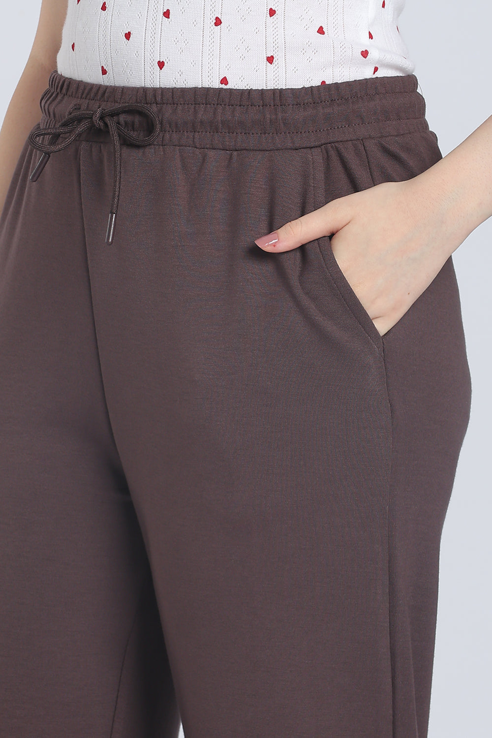 Brown Straight Fit Sweatpant With 2 Pocket for Women - Image 7