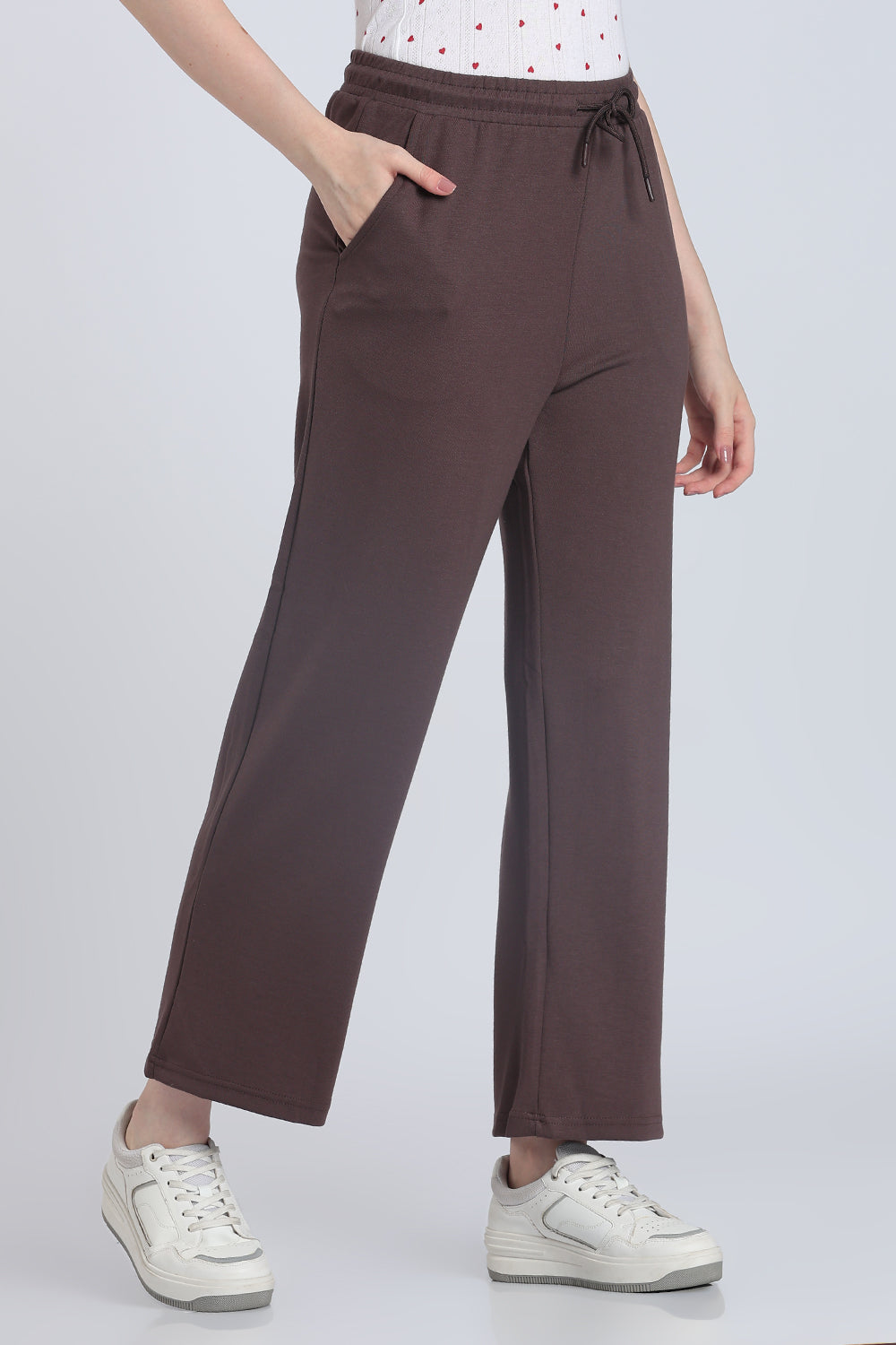 Brown Straight Fit Sweatpant With 2 Pocket for Women - Image 4