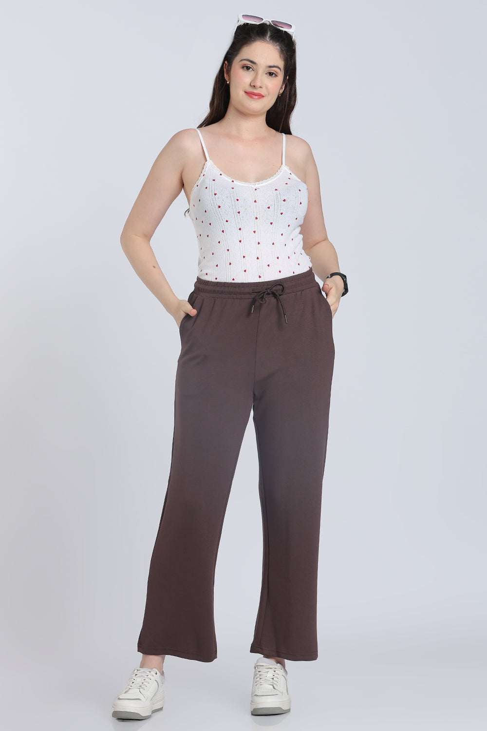 Brown Straight Fit Sweatpant With 2 Pocket for Women - Image 6