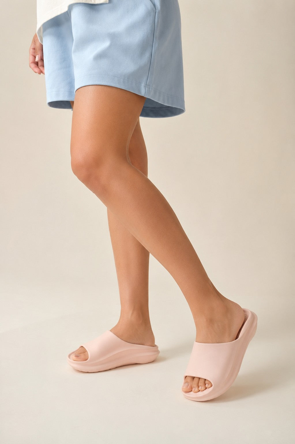 Pink Solid Pool Slides for Women - Image 1