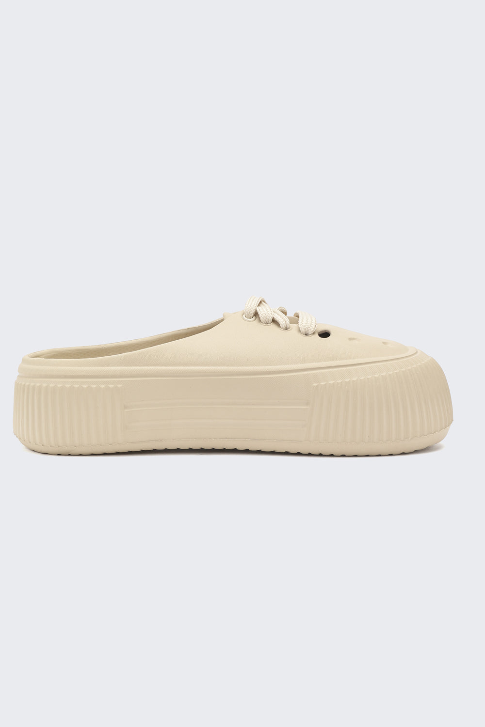 Beige Solid Pool Slides for Women - Image 2