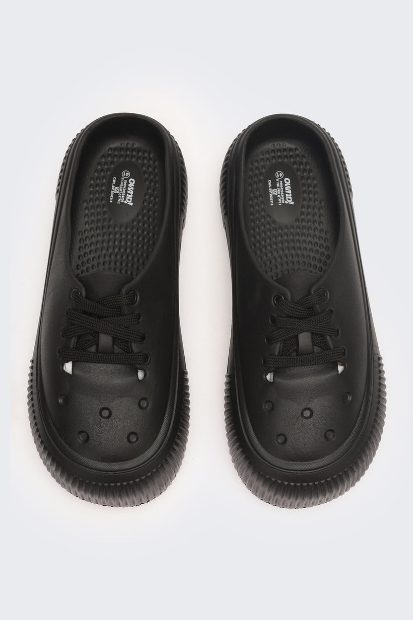 Black Solid Pool Slides for Women - Image 4