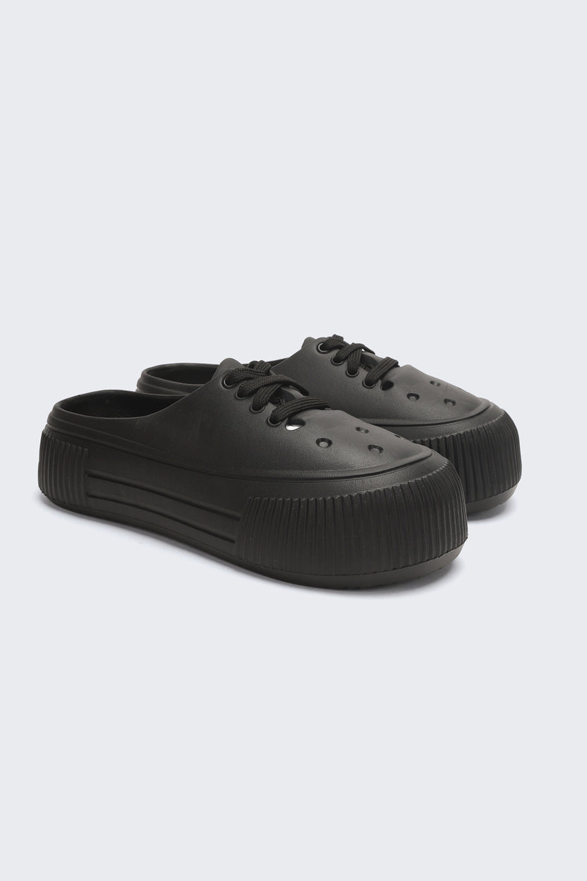 Black Solid Pool Slides for Women - Image 5