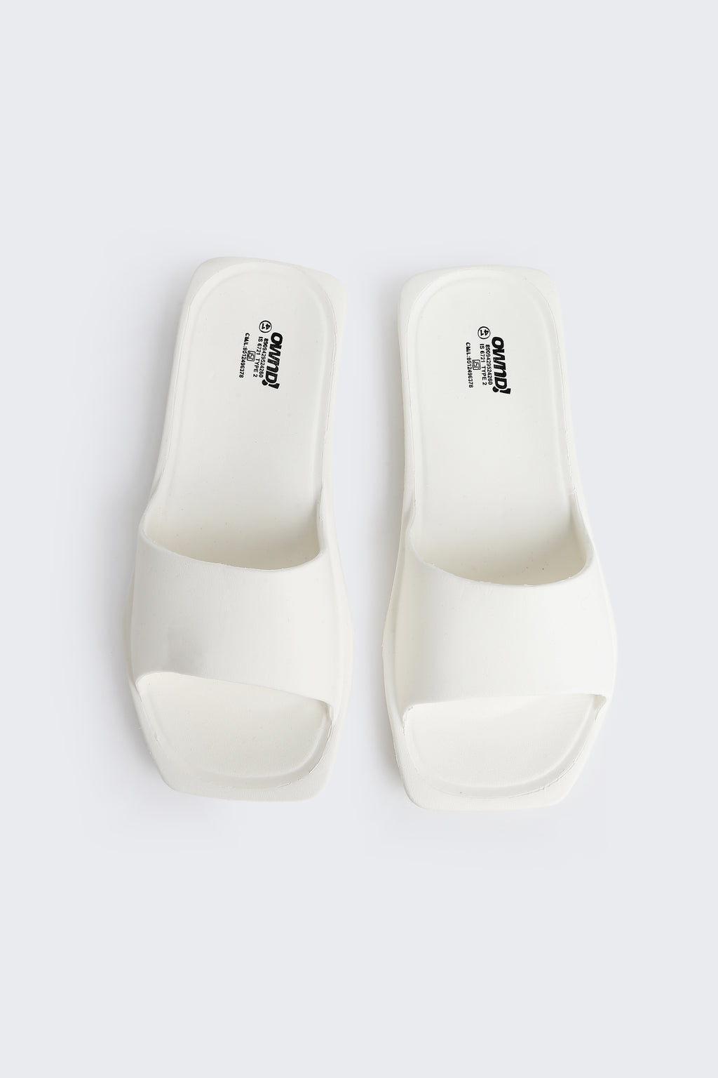 Off White Solid Pool Slides for Women - Image 3