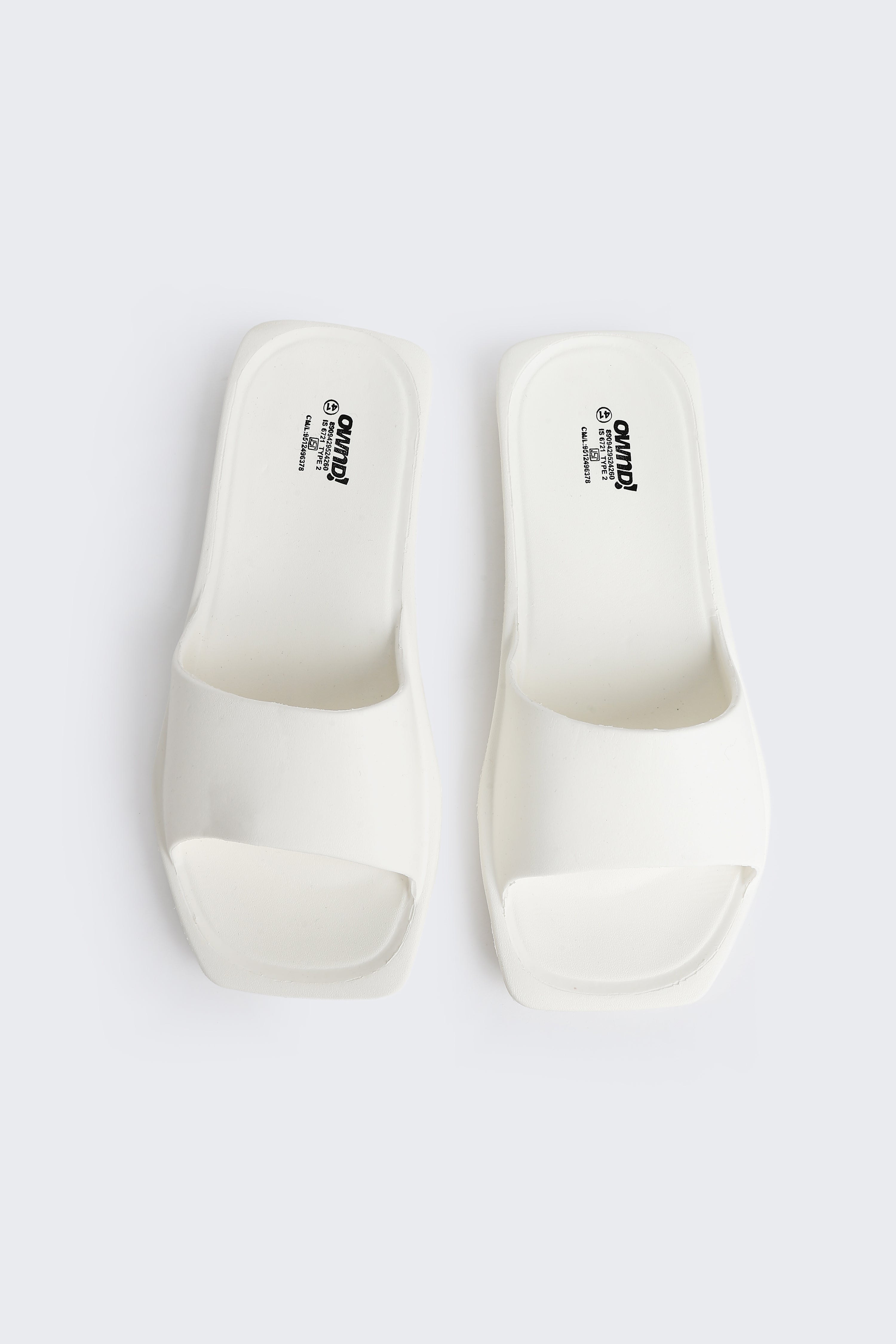 Off White Solid Pool Slides for Women - Image 3