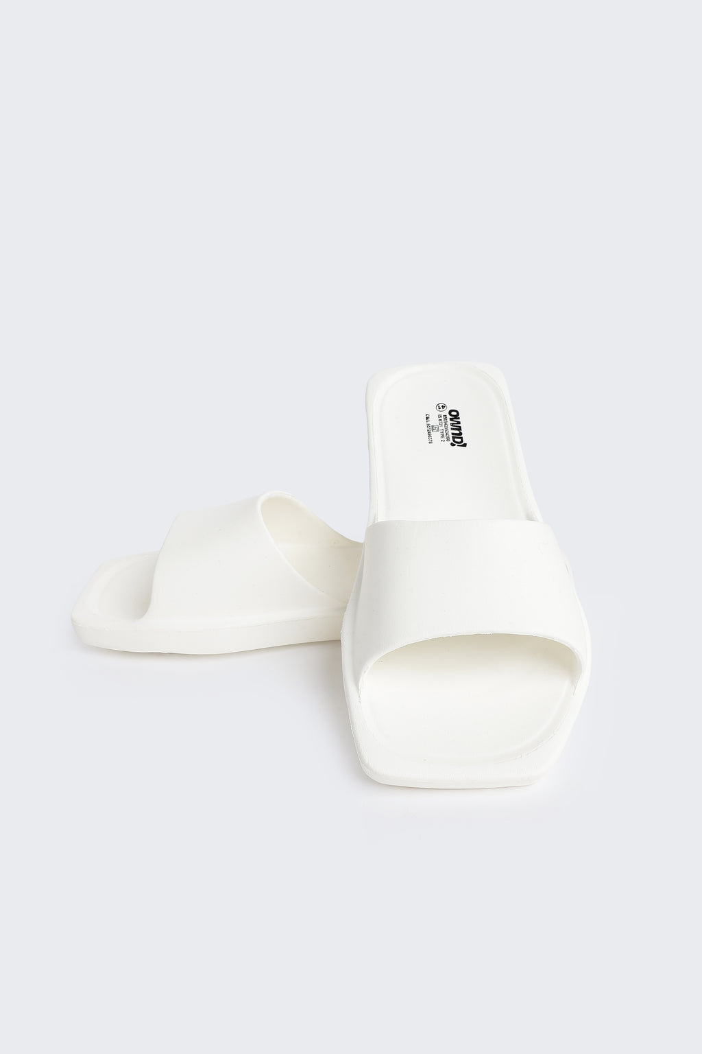 Off White Solid Pool Slides for Women - Image 4