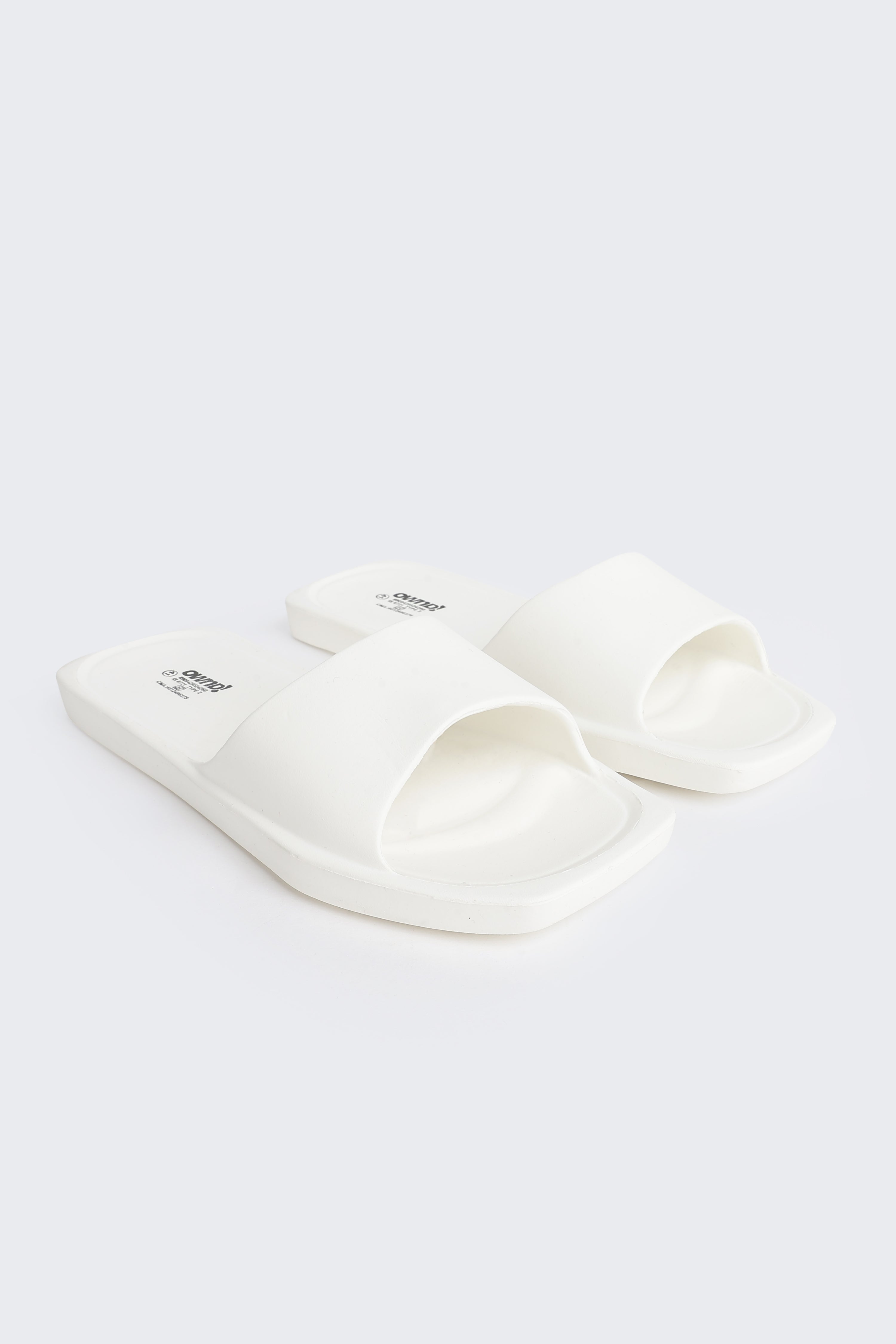Off White Solid Pool Slides for Women - Image 6