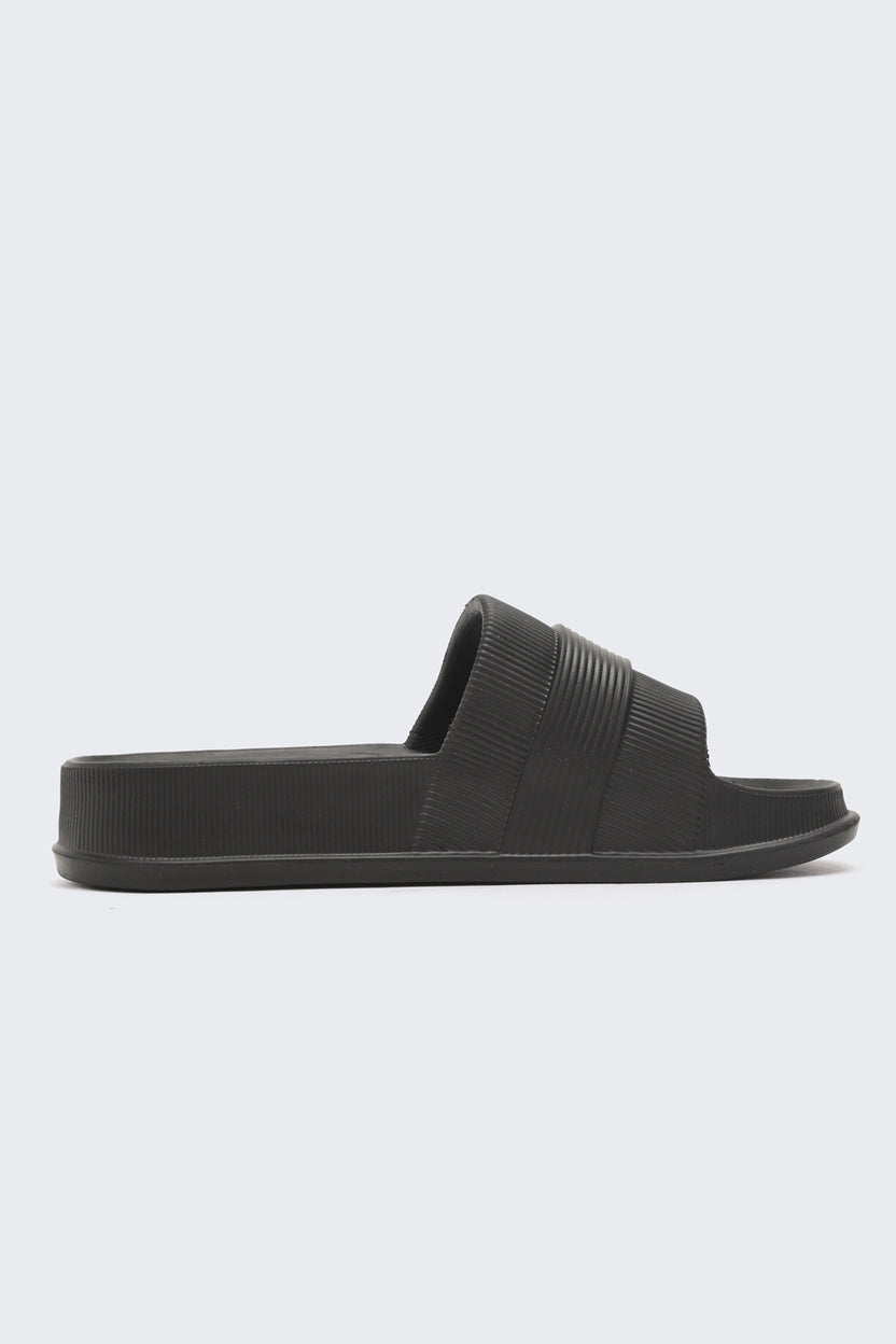 Black Solid Pool Slides For Women - Image 2