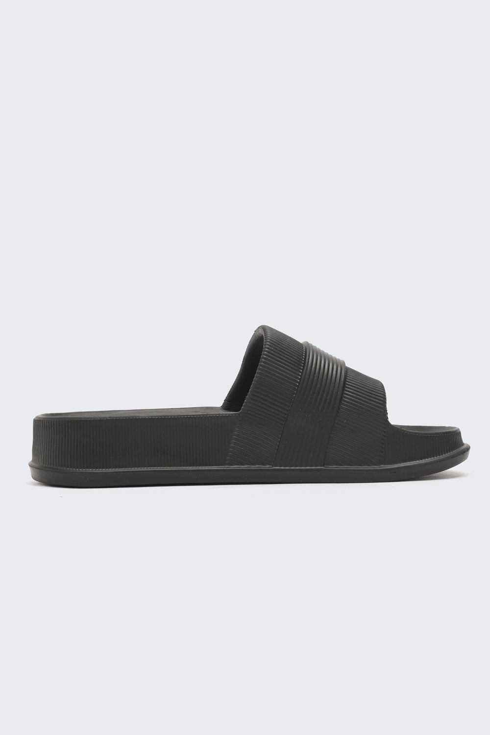 Black Solid Pool Slides for Women - Image 2