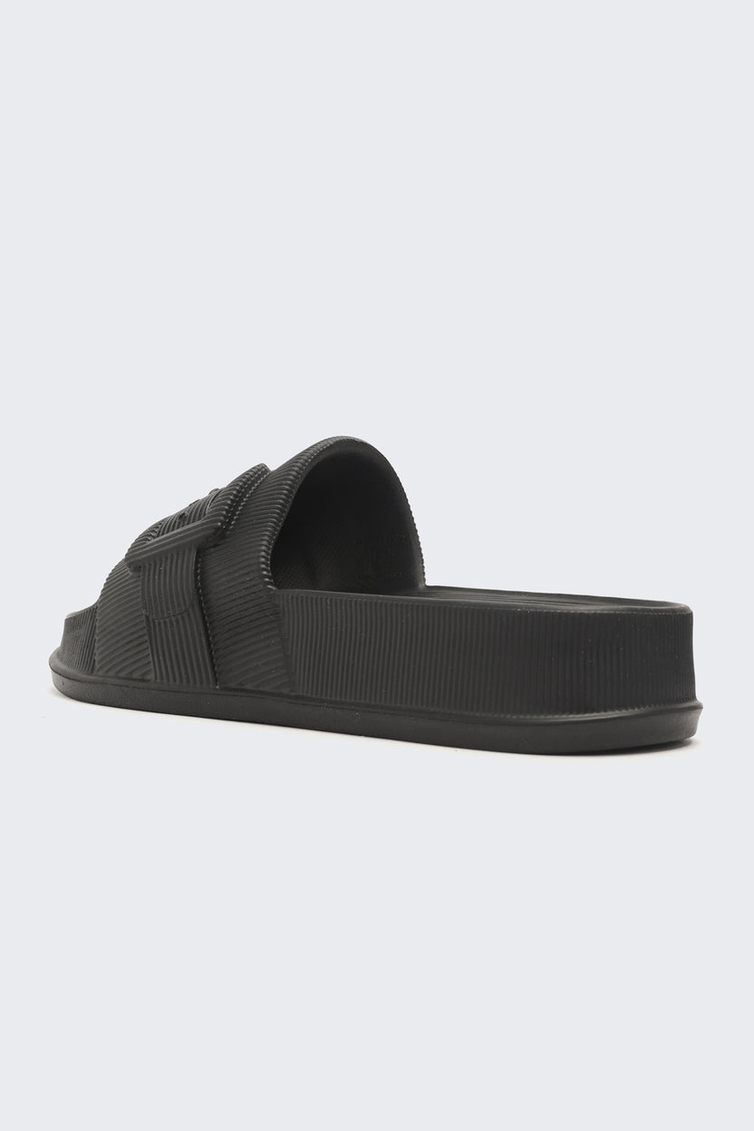 Black Solid Pool Slides For Women - Image 3