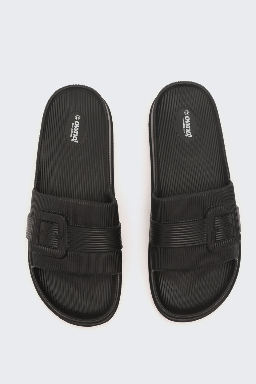 Black Solid Pool Slides For Women - Image 4