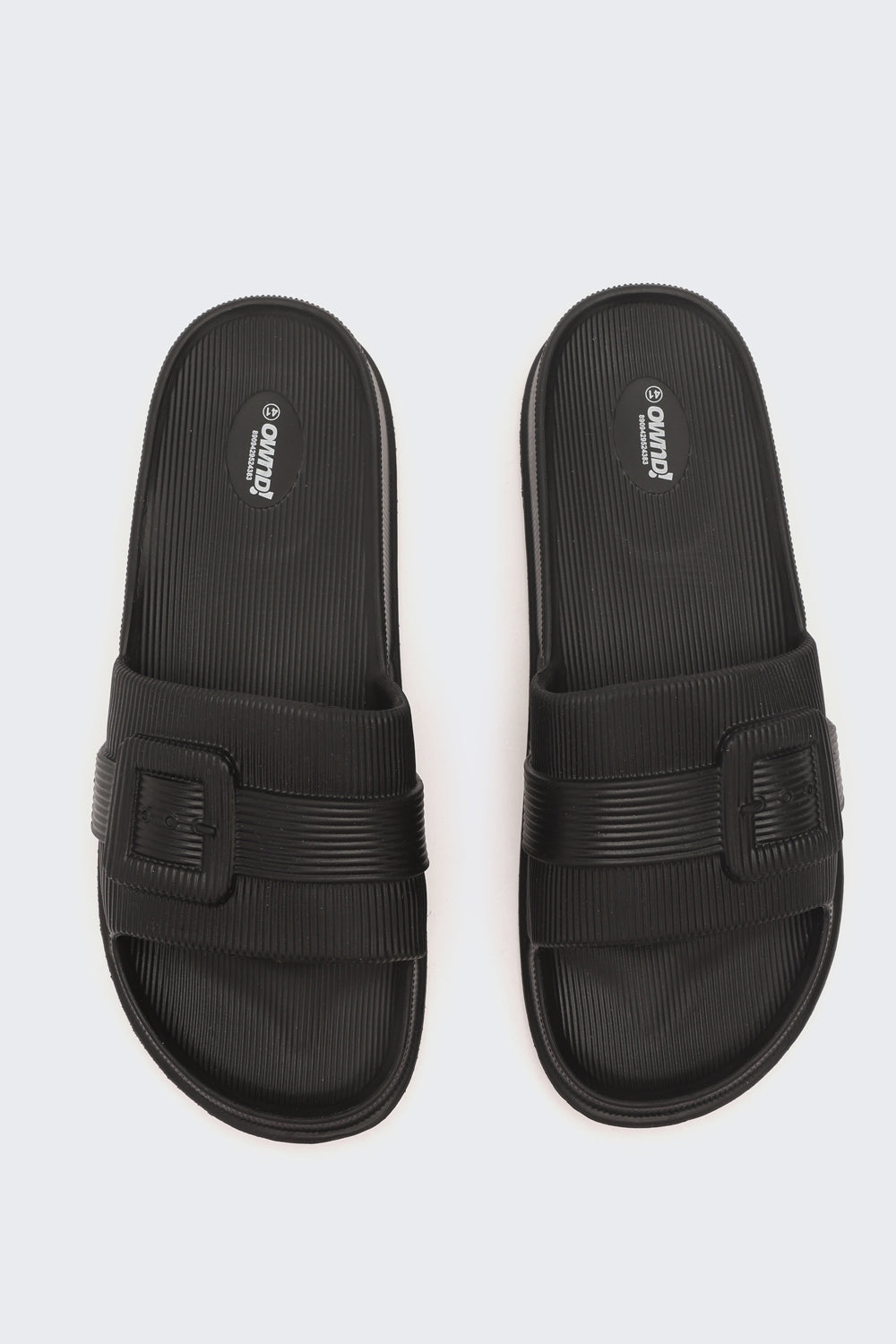 Black Solid Pool Slides for Women - Image 4