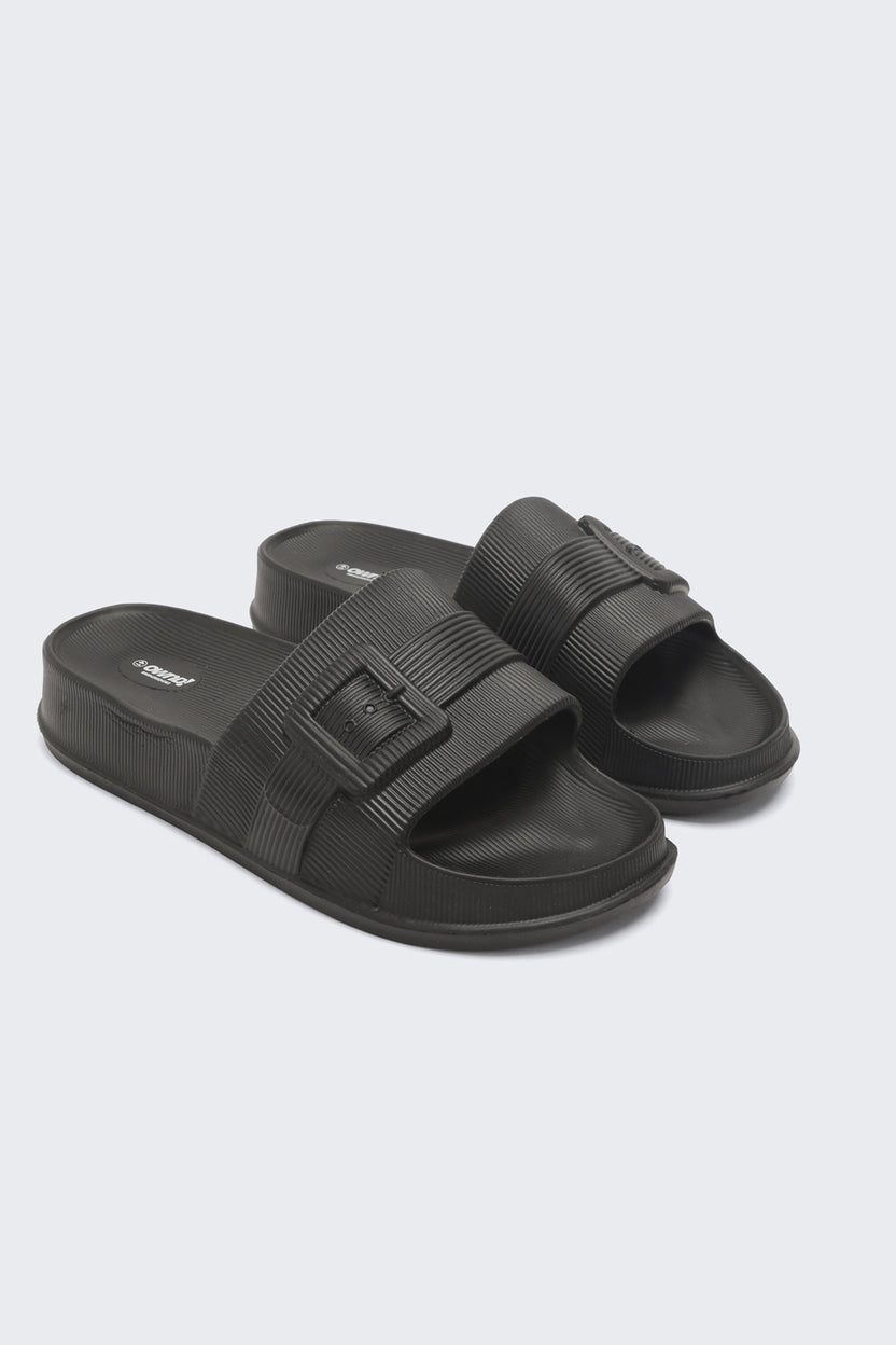 Black Solid Pool Slides For Women - Image 5