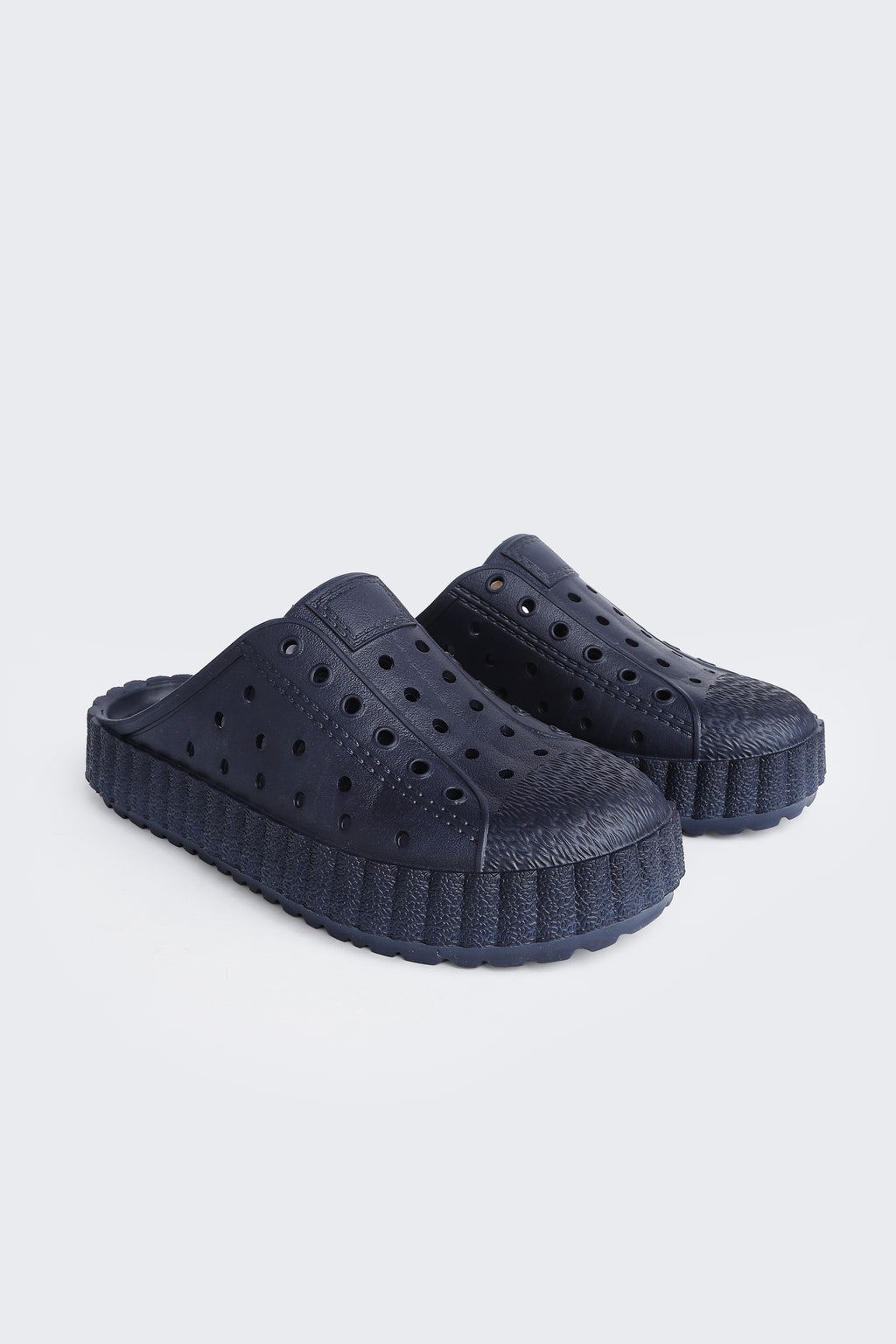 Navy Solid Pool Slides for Men - Image 5