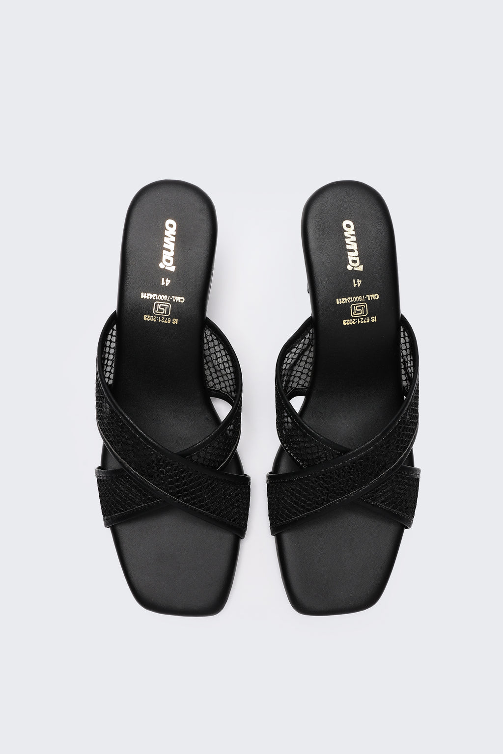 Black Cross Strap Block Heels for Women - Image 4