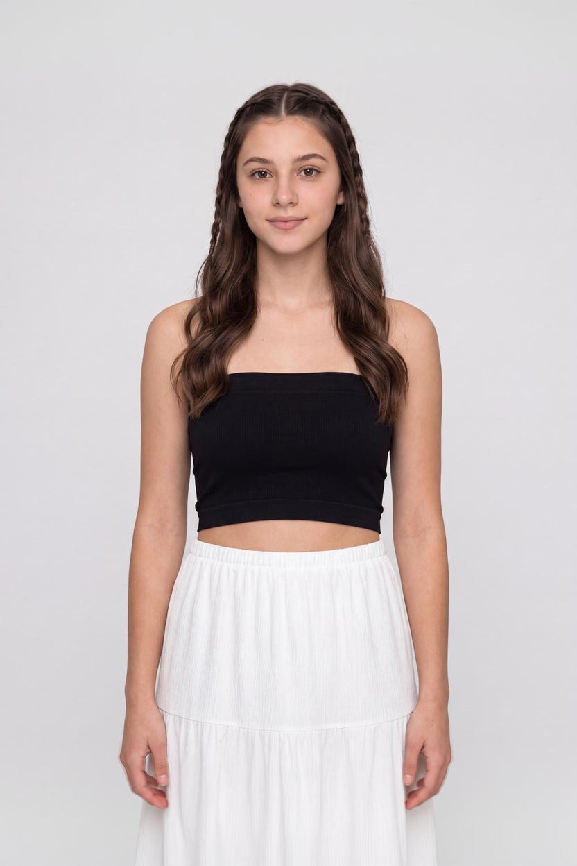 Black Solid Tube Bra for Women - Image 2