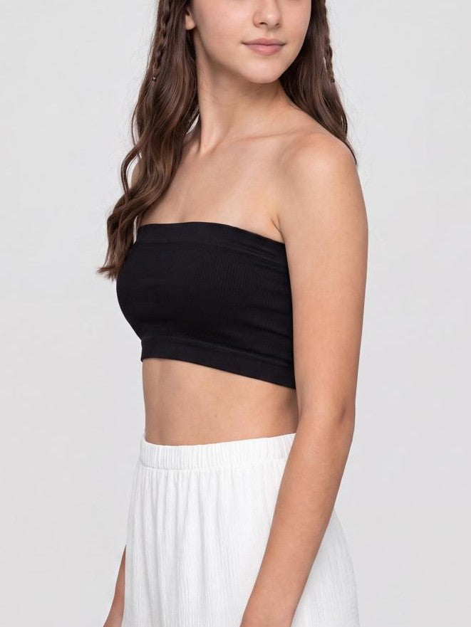 Black Solid Tube Bra for Women - Image 3