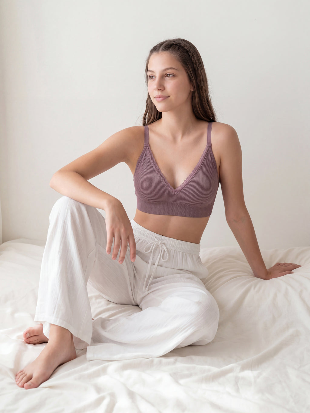 Purple Textured Regular Fit Bra for Women - Image 1