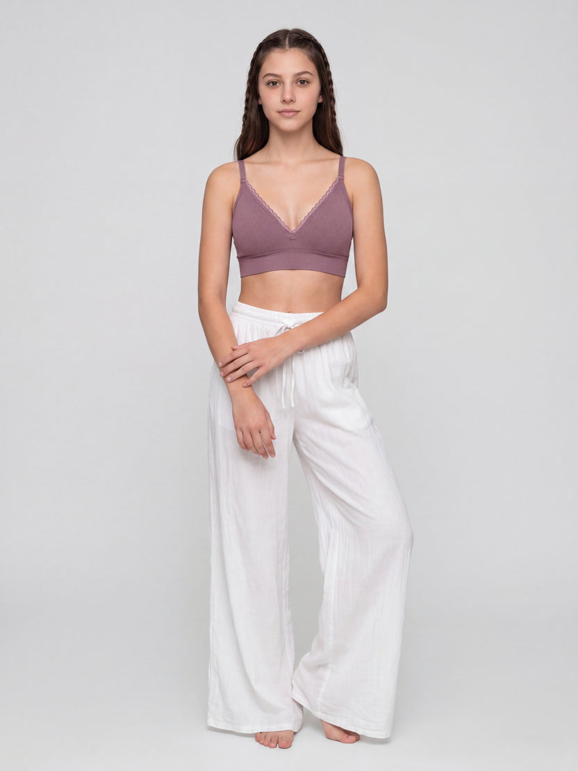 Purple Textured Regular Fit Bra for Women - Image 6