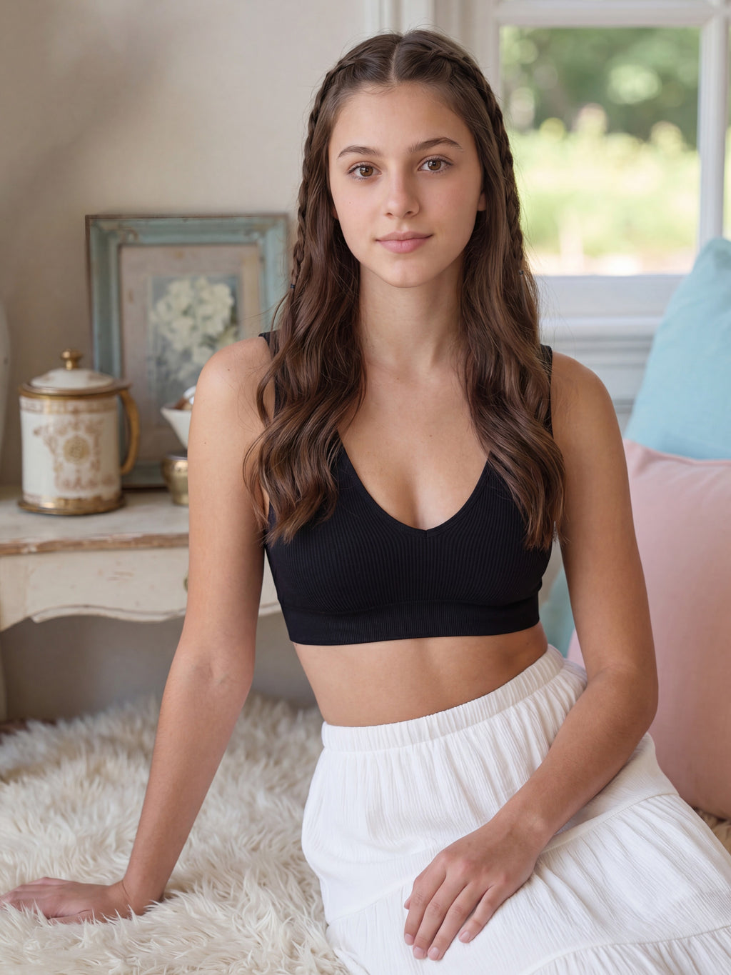 Black Solid Regular Fit Bra for Women - Image 1