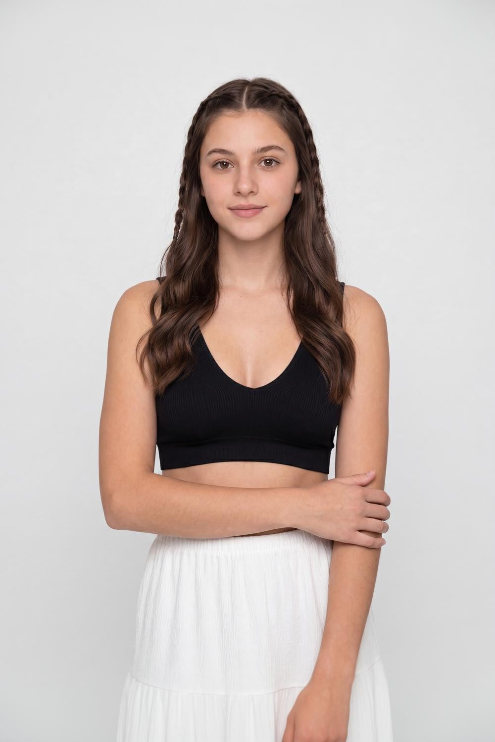 Black Solid Regular Fit Bra for Women - Image 2