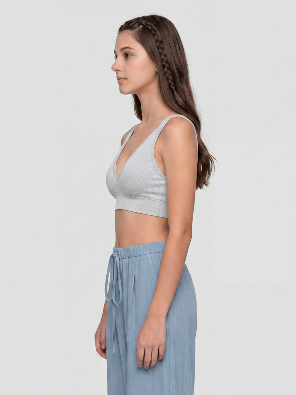 Light Grey Textured Regular Fit Bra for Women - Image 4