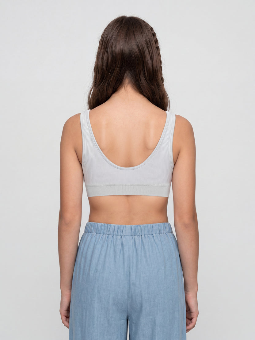 Light Grey Textured Regular Fit Bra for Women - Image 5