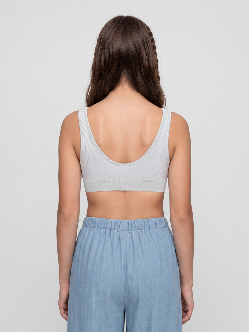 Light Grey Textured Regular Fit Bra for Women - Image 5