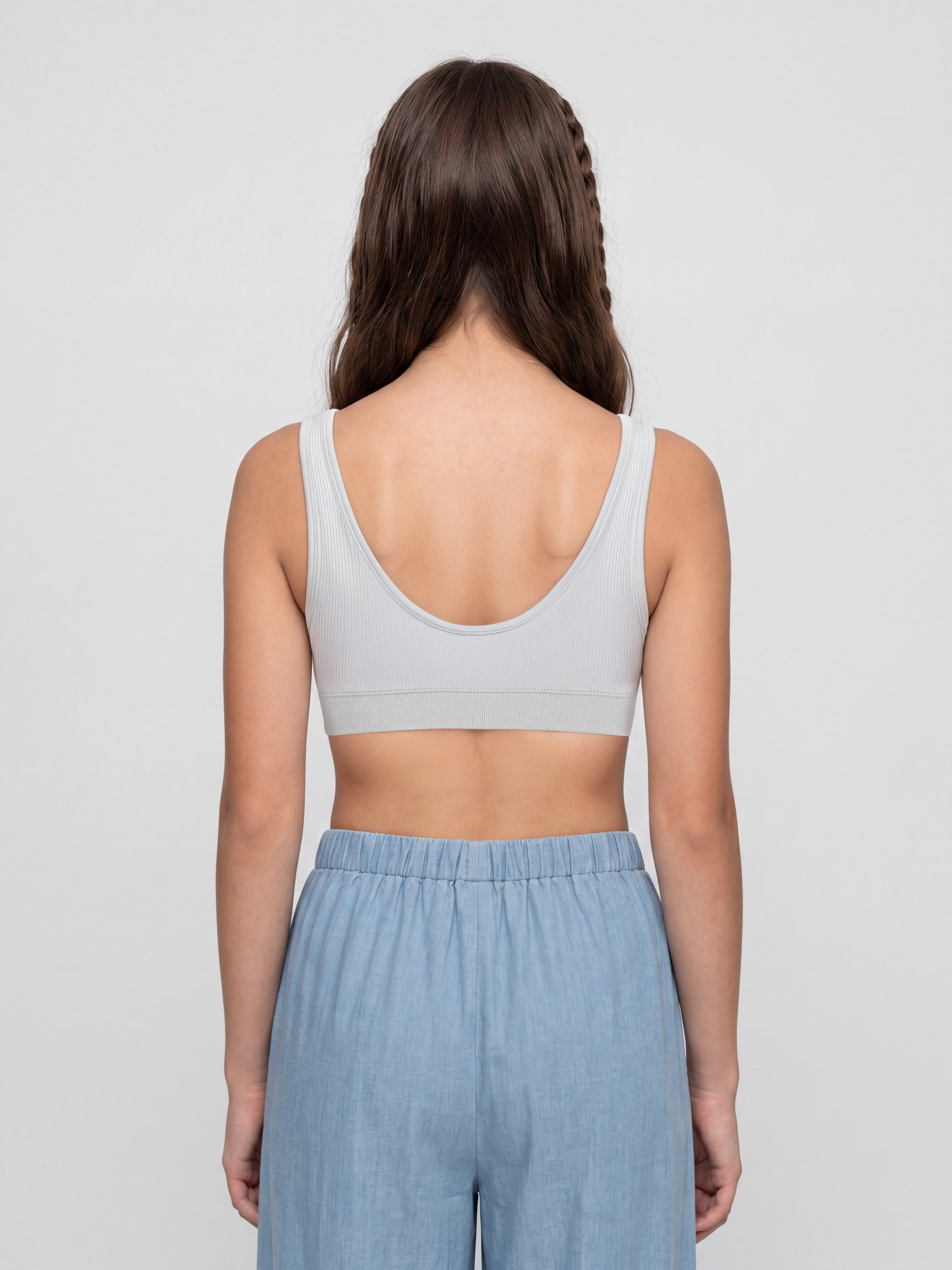 Light Grey Textured Regular Fit Bra for Women - Image 5