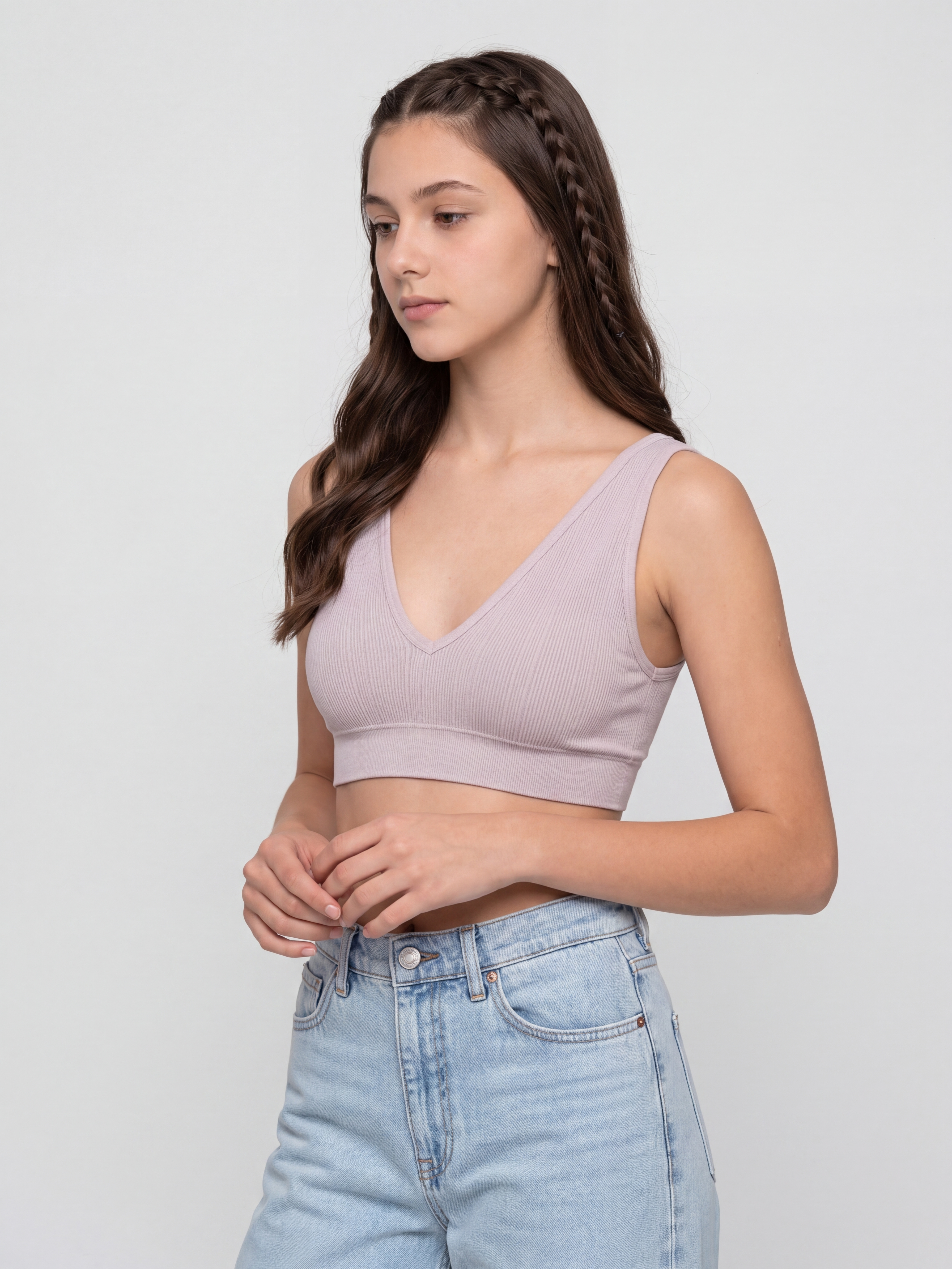 Lilac Textured Regular Fit Bra for Women - Image 4