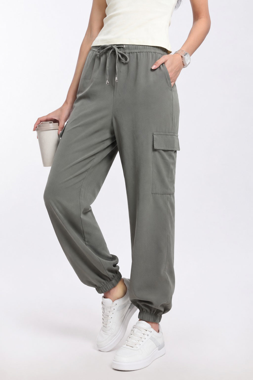 Grey Regular Fit Joggers for Women - Image 1
