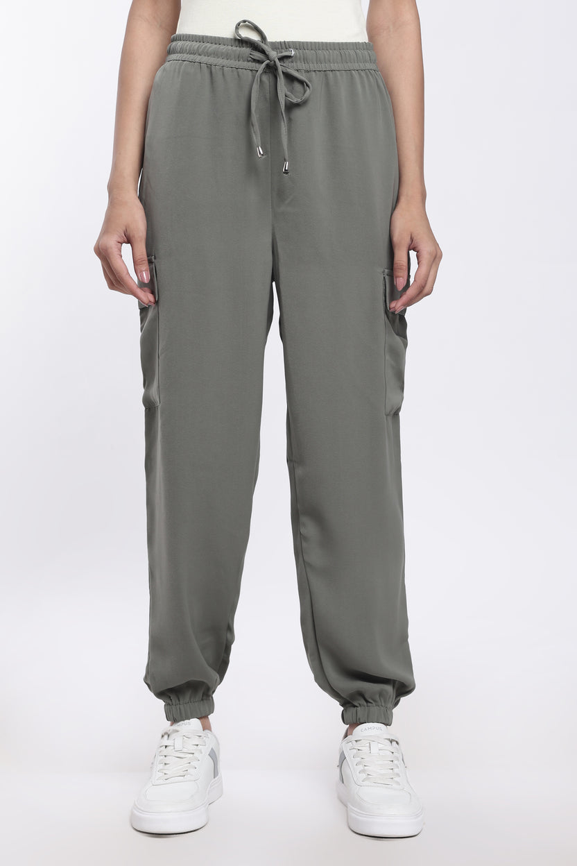 Grey Regular Fit Joggers for Women - Image 2