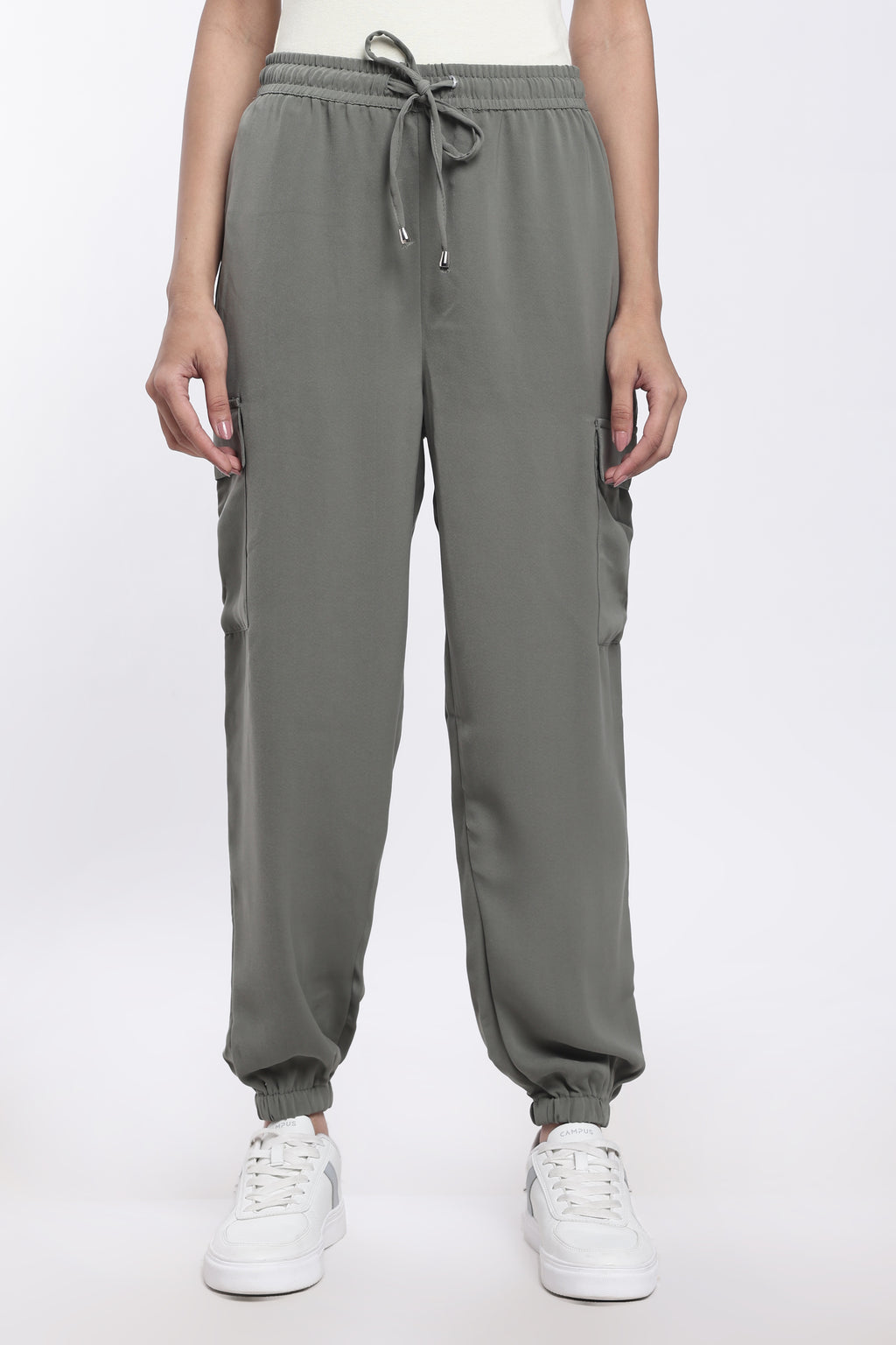 Grey Regular Fit Joggers for Women - Image 2