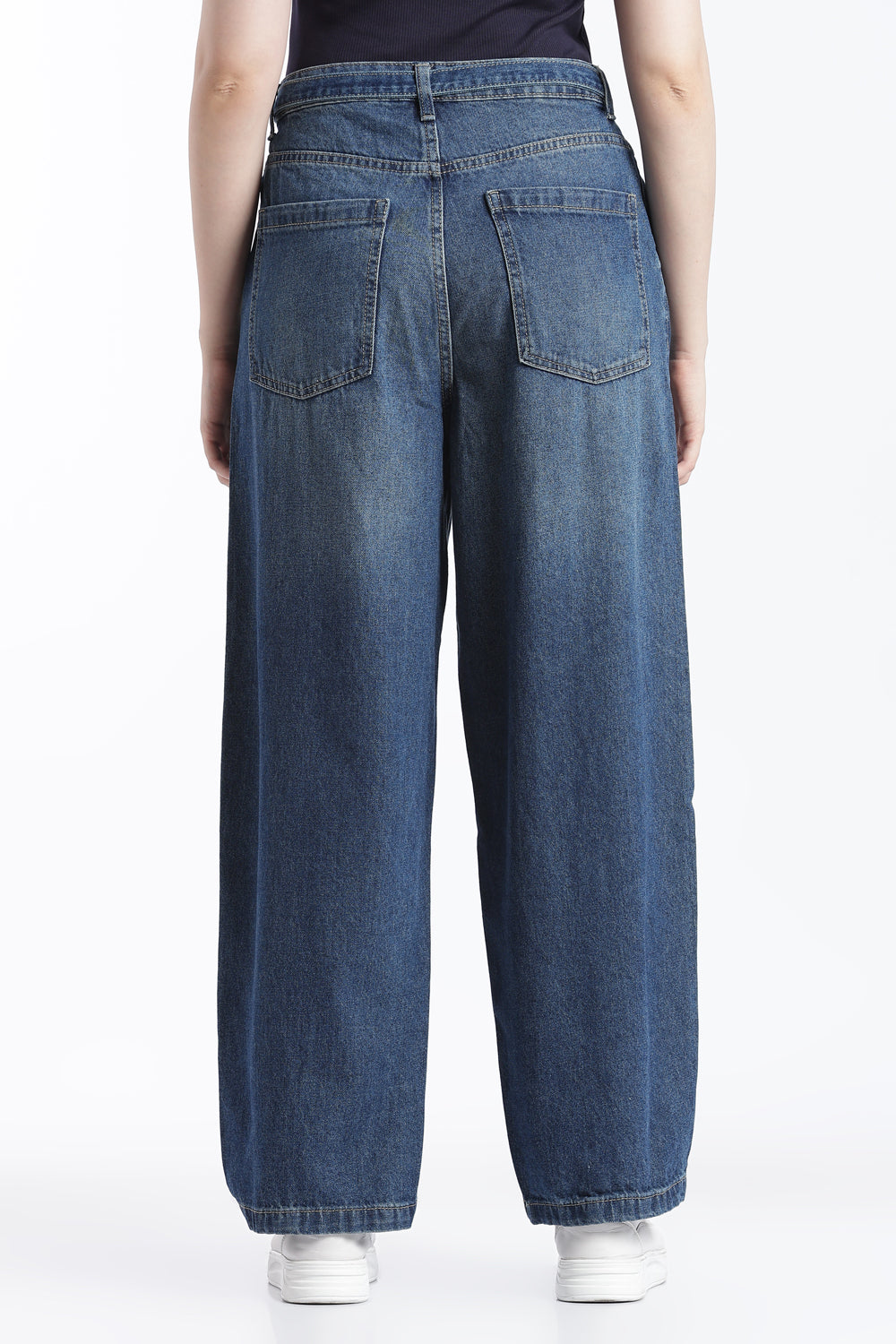 Navy Wide Leg Fit Jeans With 4 Pocket For Women - Image 5