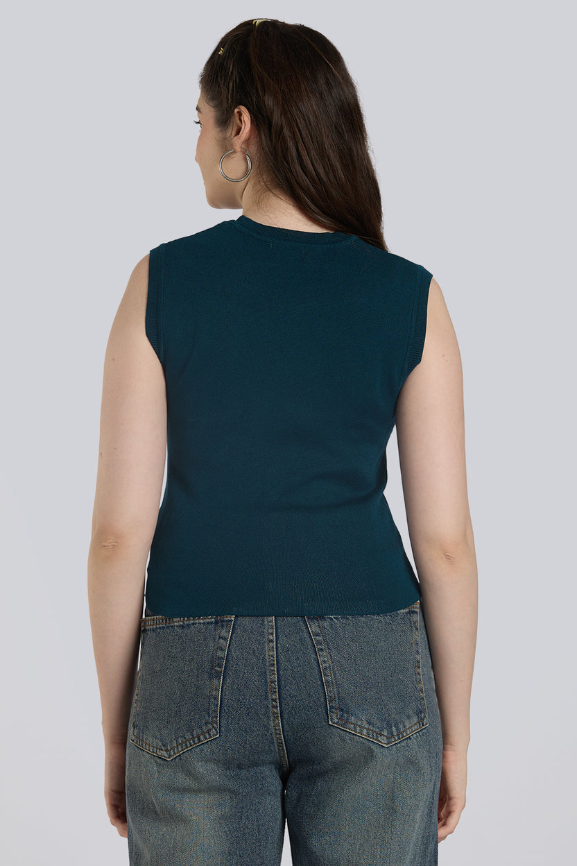 Teal Typographic Tank Top for Women - Image 5