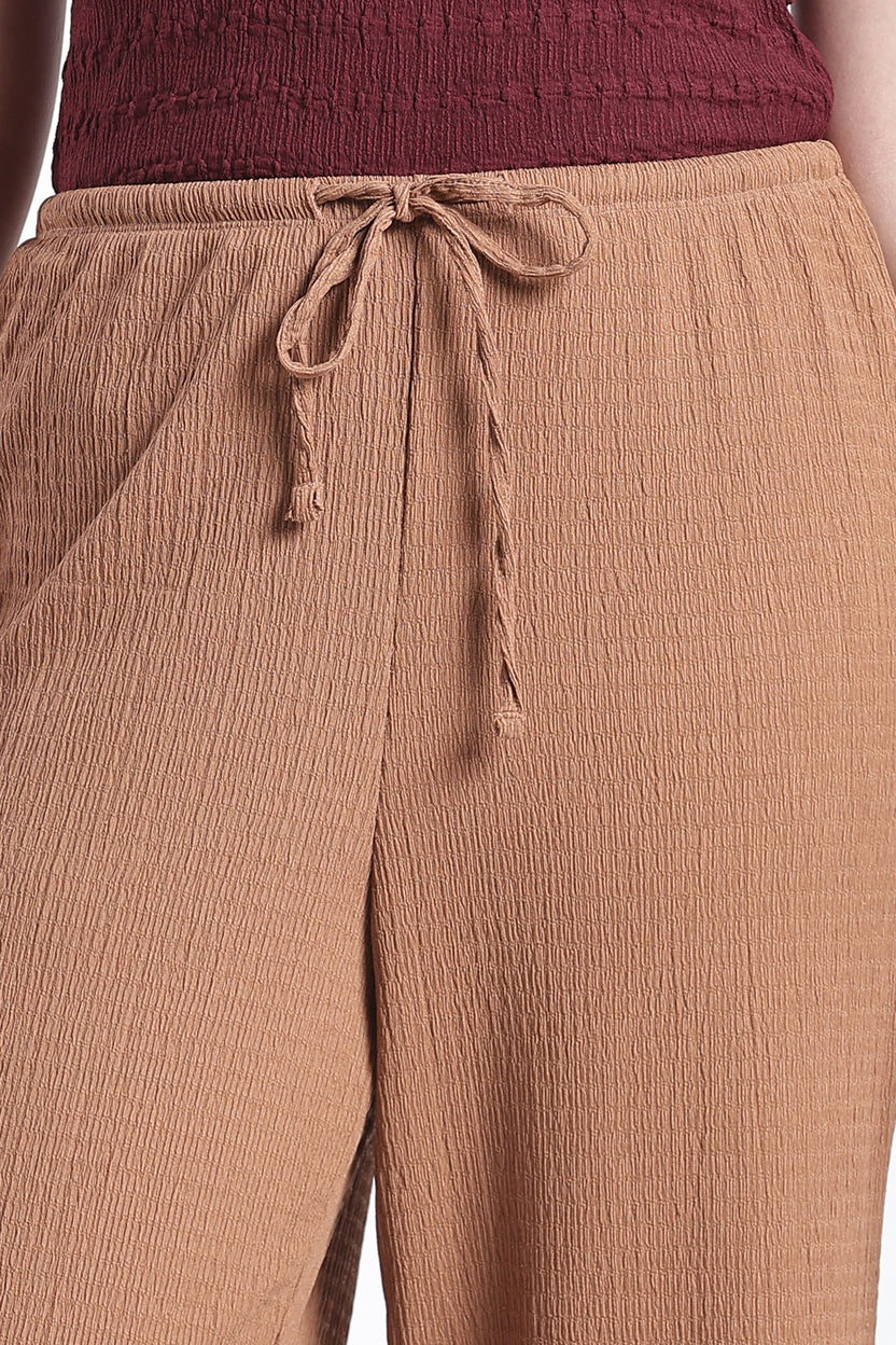 Tan High Rise Relaxed Fit Pant For Women - Image 3