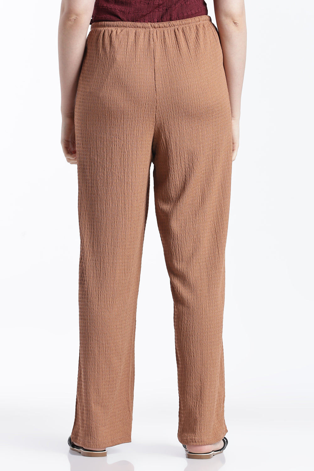Tan High Rise Relaxed Fit Pant For Women - Image 5