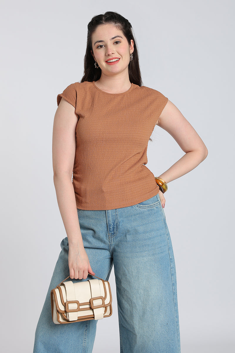 Brown Essential Wear Regular Fit Top For Women