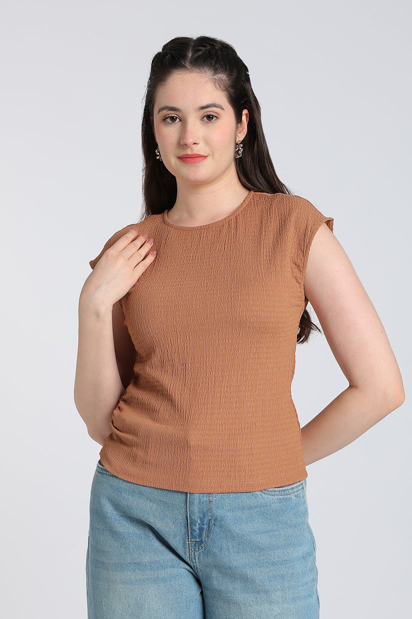 Brown Essential Wear Regular Fit Top for Women - Image 2