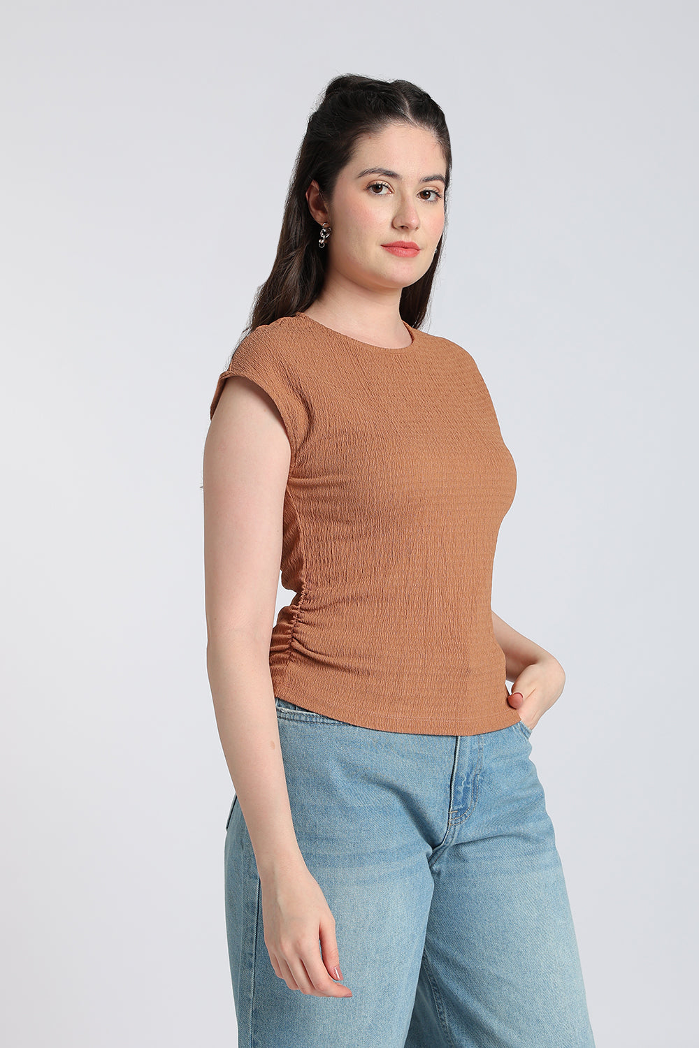 Brown Essential Wear Regular Fit Top for Women - Image 4