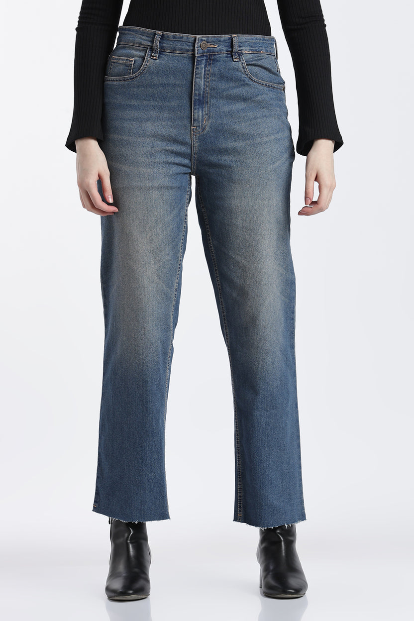 Navy Straight Fit Jeans With 5 Pocket for Women - Image 2
