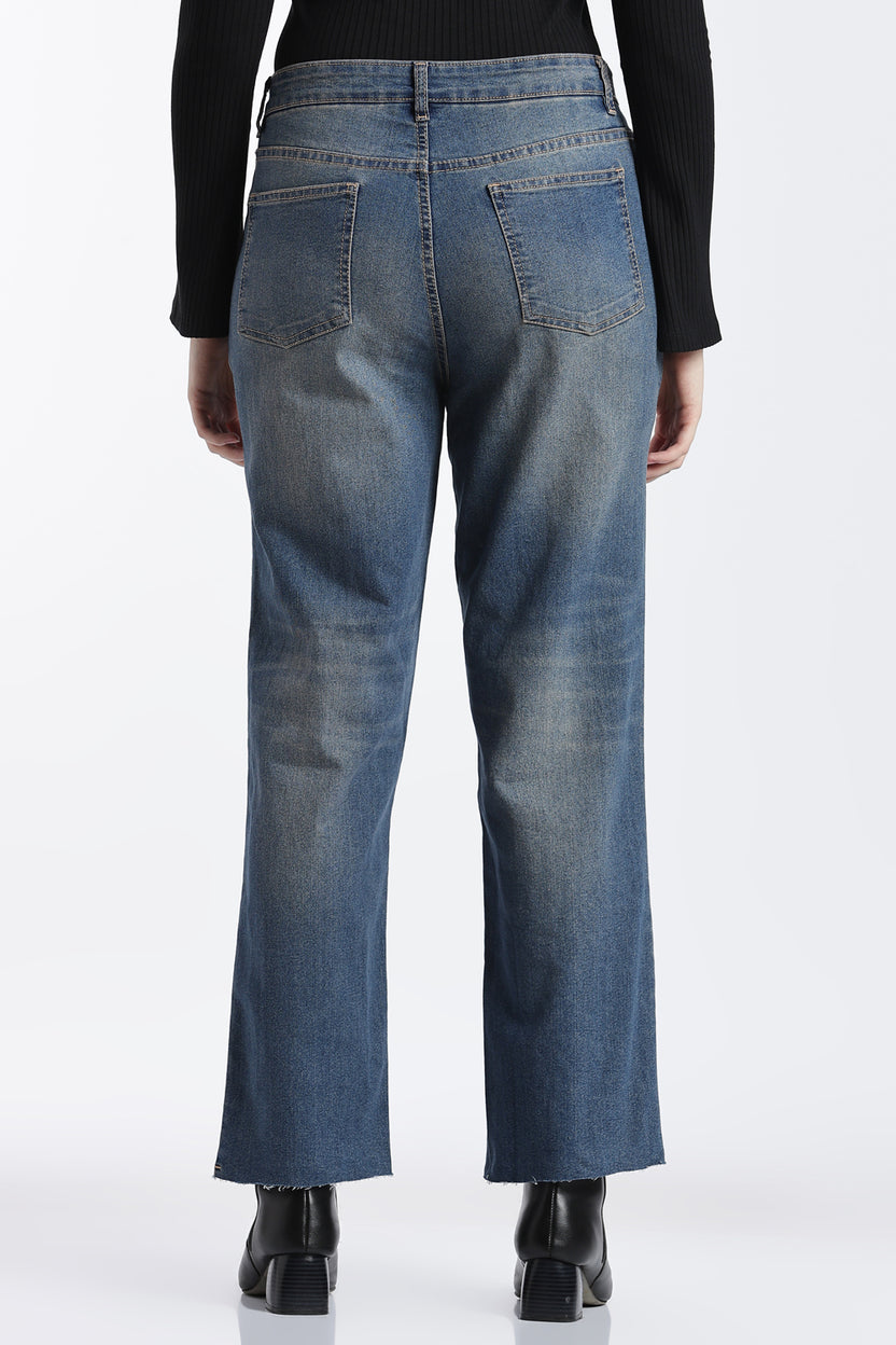 Navy Straight Fit Jeans With 5 Pocket for Women - Image 5
