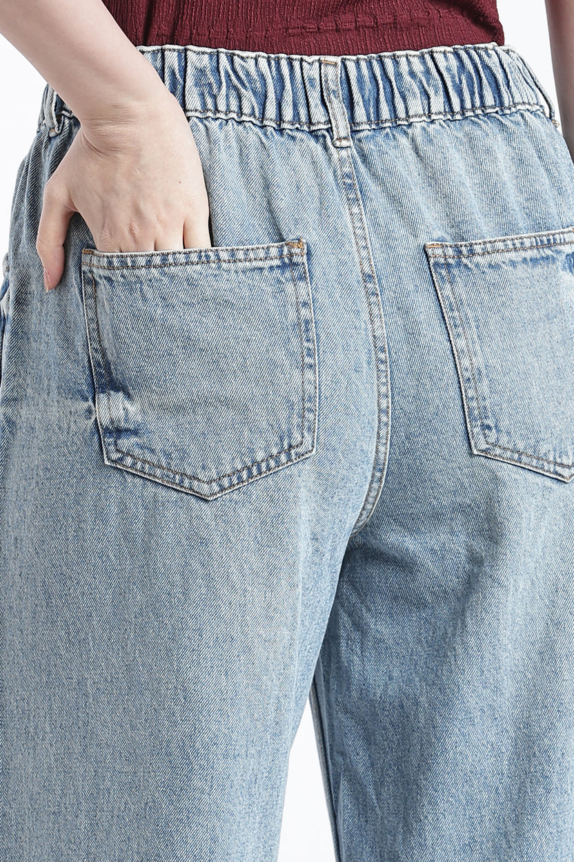 Light Blue Wide Leg Fit Jeans With 5 Pocket for Women - Image 3
